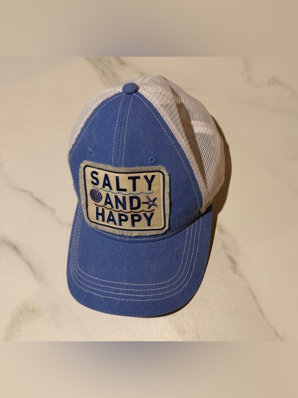 Salty and Happy Blue Trucker Hat